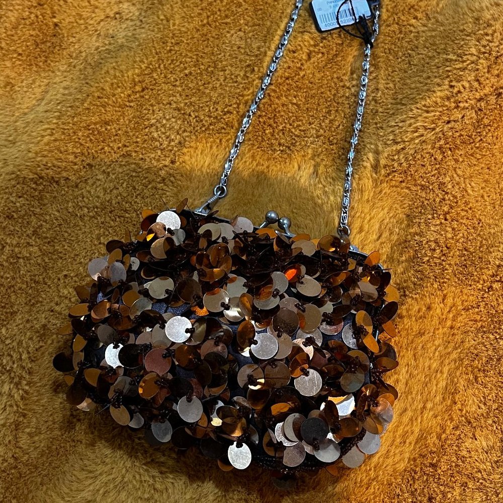 Sequined Metallic Clutch Purse